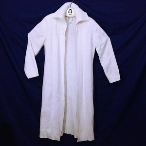 Vintage 80s Ribbed Knit Duster Sz-M Cardigan Coat